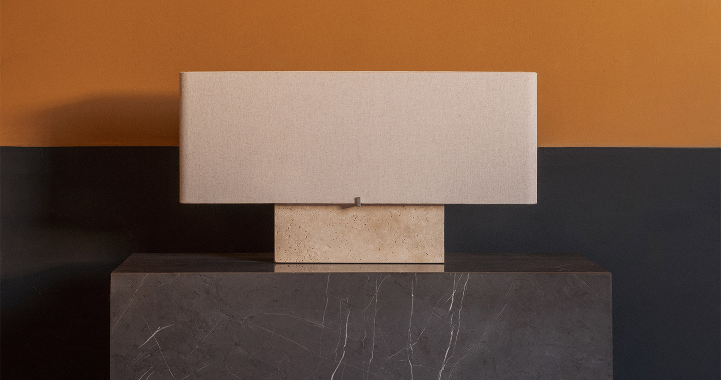 Nonna Table Lamp with Travertine Base - Wide