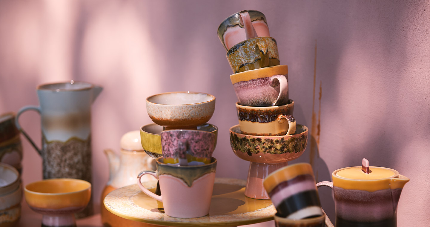 70s Ceramics: Cappuccino Mugs - Set of 4