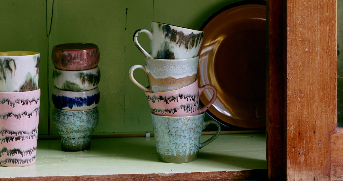 70s Ceramics: Cappuccino Mugs - Dada - Set of 4