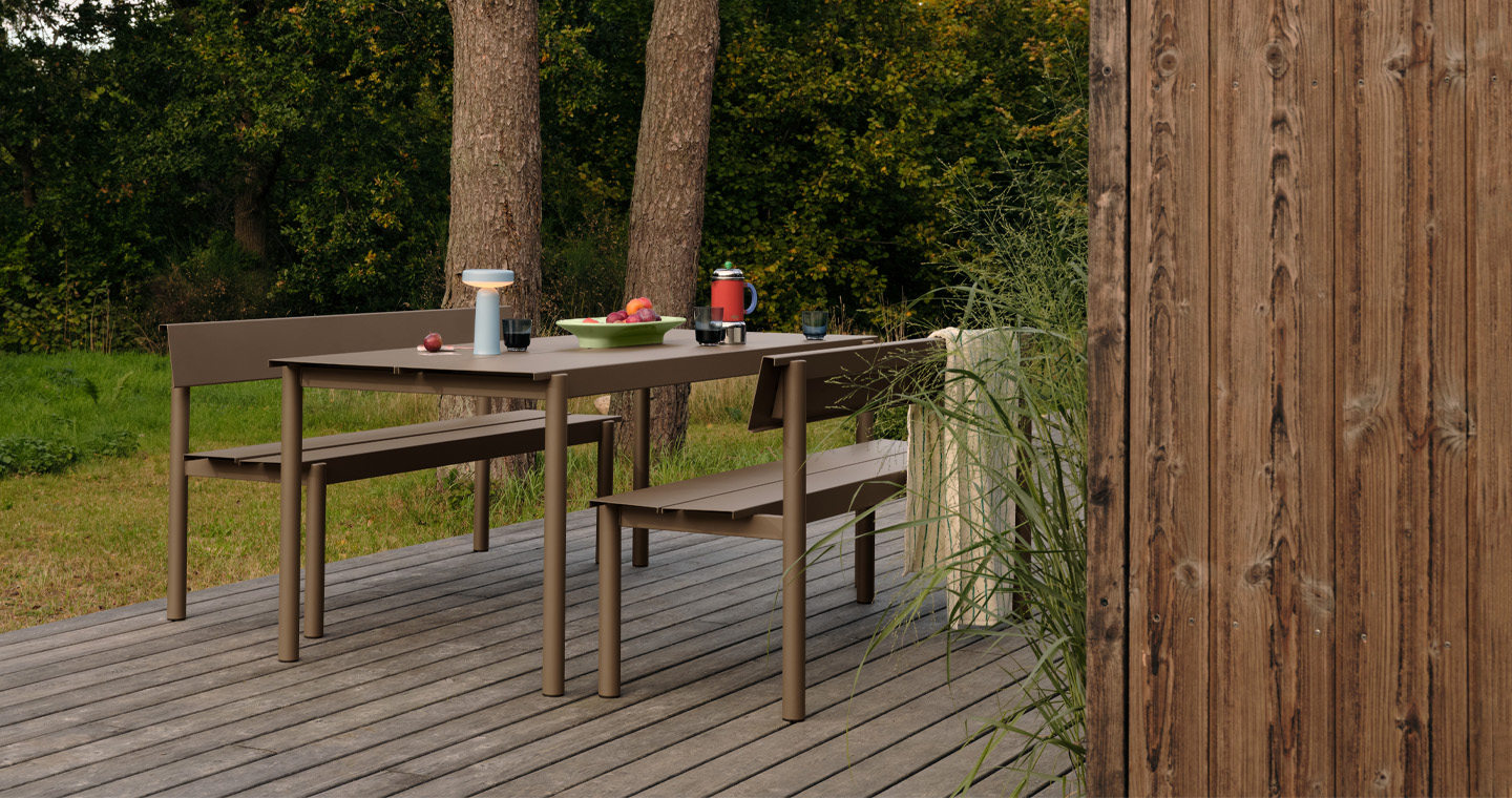 Linear Steel Bench with Backrest