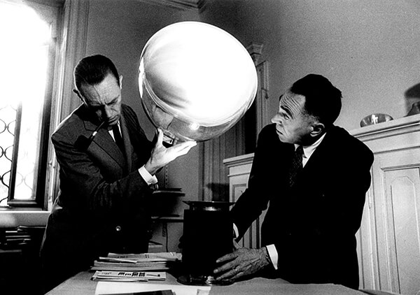 Achille and Pier Giacomo Castiglioni with the Flos Taccia Lamp