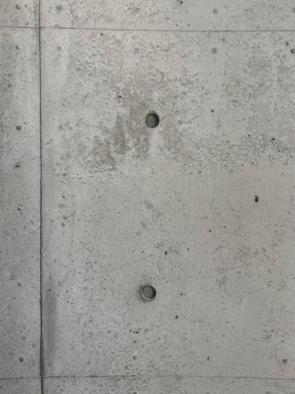 A close up of the concrete panels inside Tadao Ando's Conference Pavilion