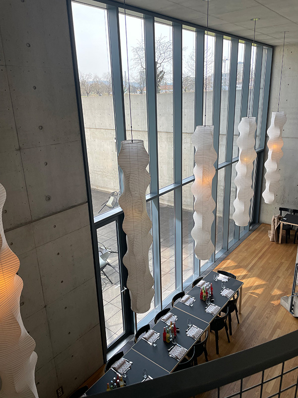 Vitra Akari lights hanging in Tadao Ando's Conference Pavilion