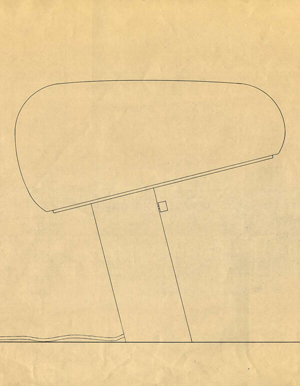 Flos Snoopy Table Lamp sketched form the side