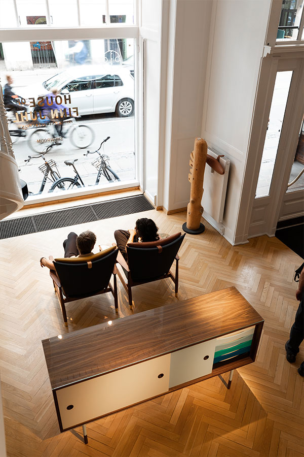 Looking down on the Sideboard in the House of Finn Juhl showroom