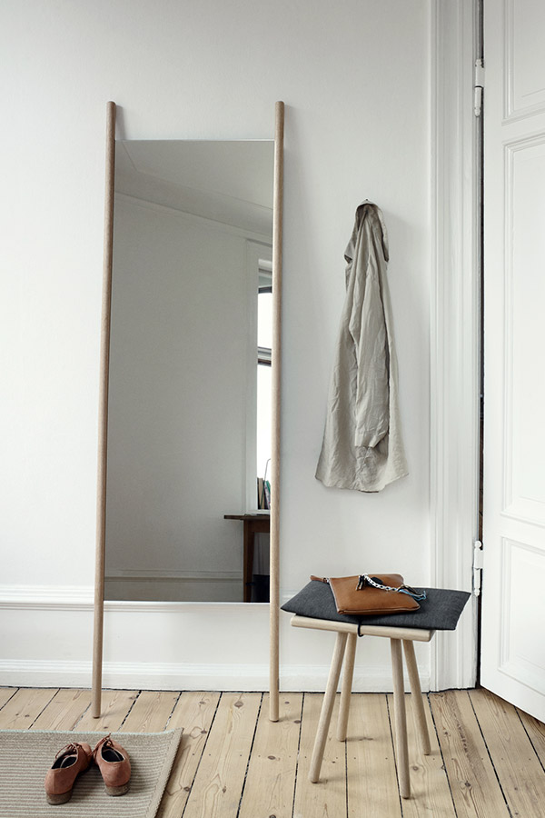 Skagerak Georg Mirror and Stool in a minimal white room