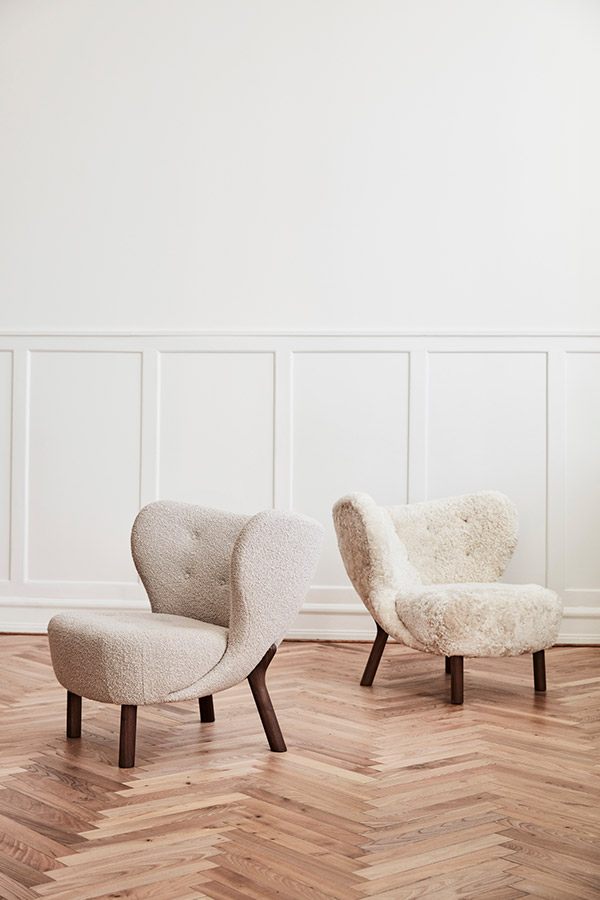 2 &Tradition Little Petra chairs on a herringbone floor