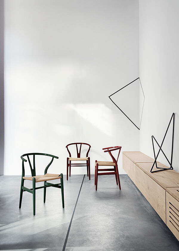 3 Carl Hansen CH24 Wishbone Chairs with painted frames