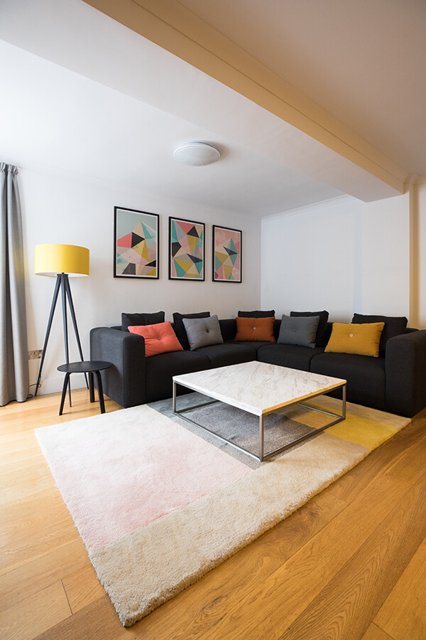 the Hay Mags Sofa and Hay Colour carpet inside Monarch House Apartments