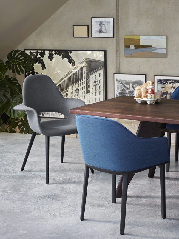 The Vitra Organic Chair in Truffle fabric