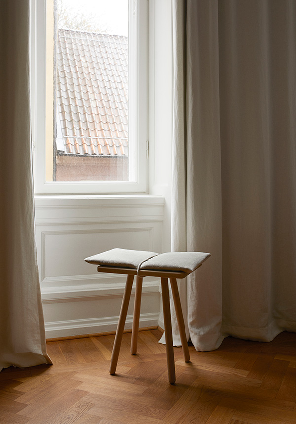 Skagerak Collection Georg Stool by a window and curtains