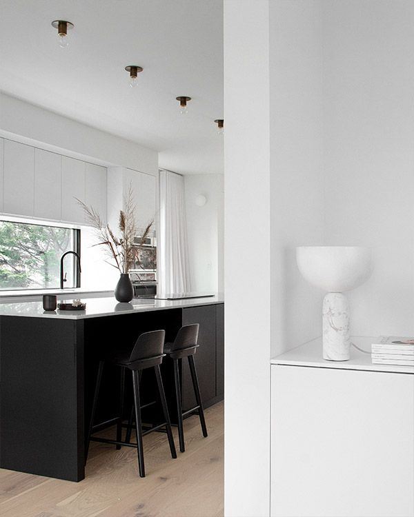 Modern monochrome black and white kitchen
