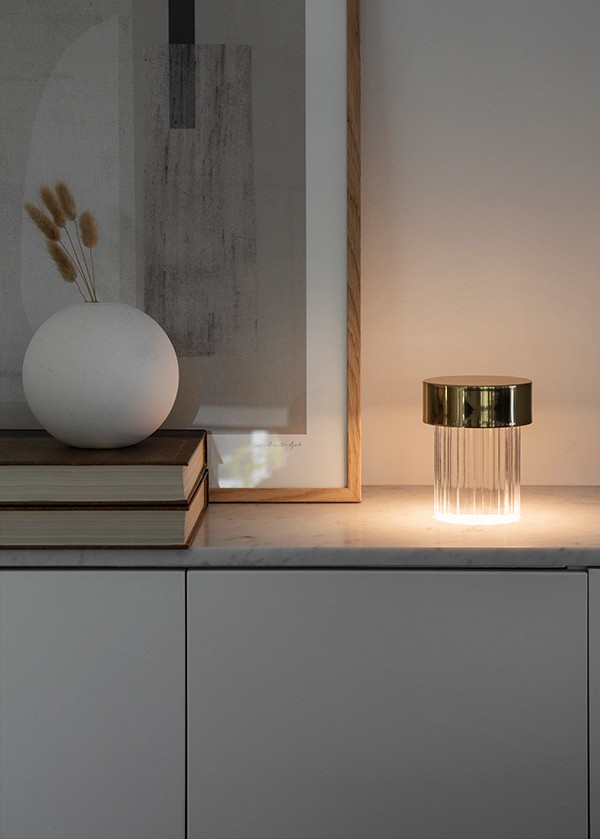 Last Order Fluted Table Lamp on a sideboard