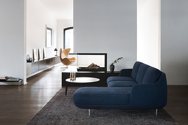 The Fritz Hansen Lune Sofa in a modern, Scandinavian home