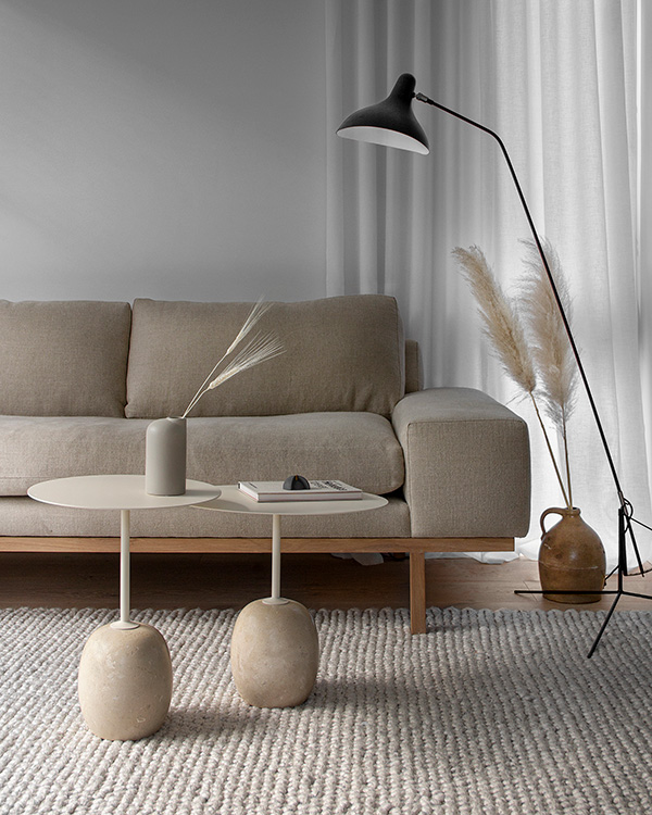 Two &Tradition Lato Tables inside Phil Cohen's neutral living room