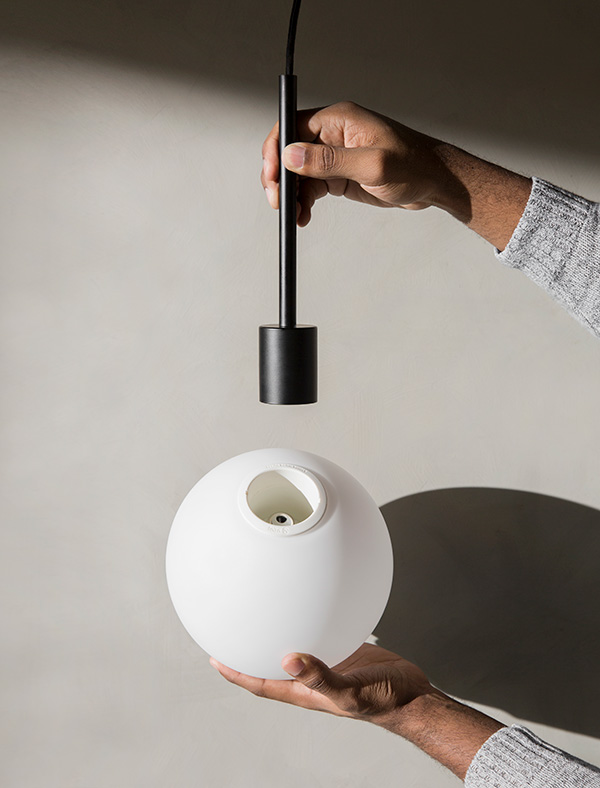 Detail of the Audo Copenhagen TR bulb and pendant