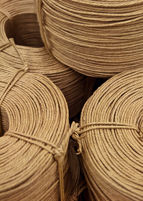 Reels of paper cord used in CH24 wishbone chairs