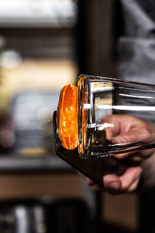 A close up of Mikkel Yerst's Whisky Glass being blowing