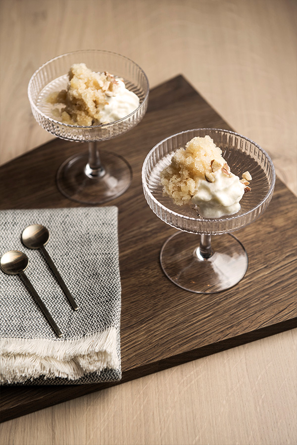 Ferm Living Ripple Champagne Saucers with ice cream