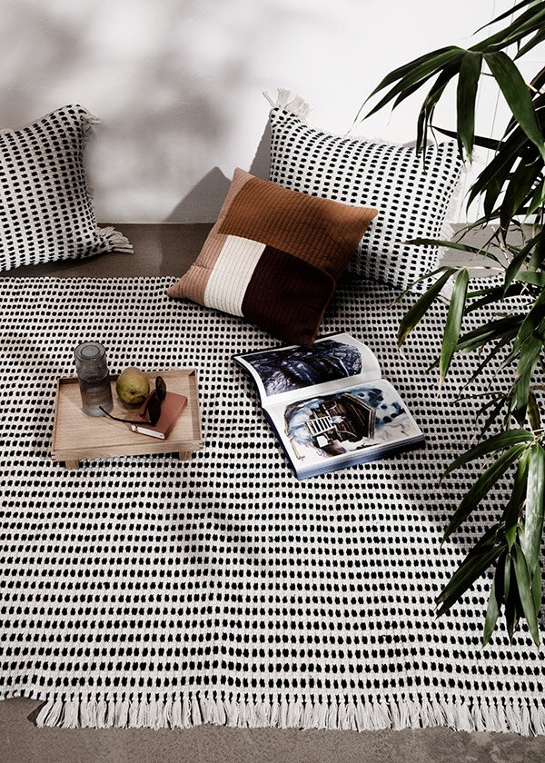 ferm LIVING Way Rug with cushions and drinks tray