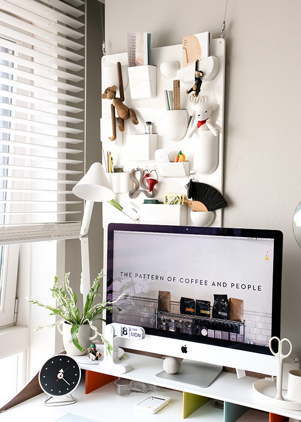 A home office setup with the Vitra Uten Silo