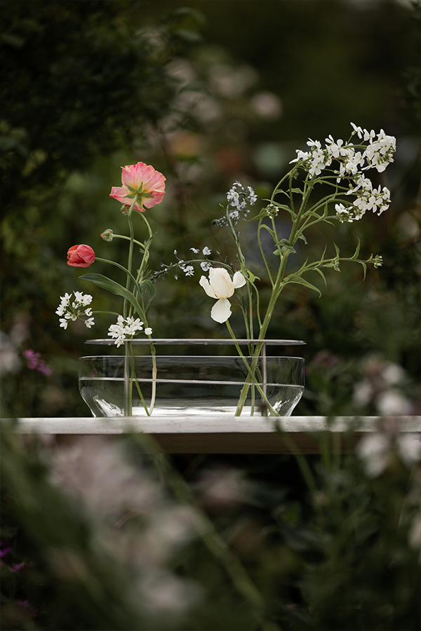 The Fritz Hansen Ikebana vase with an arrangement of British flowers