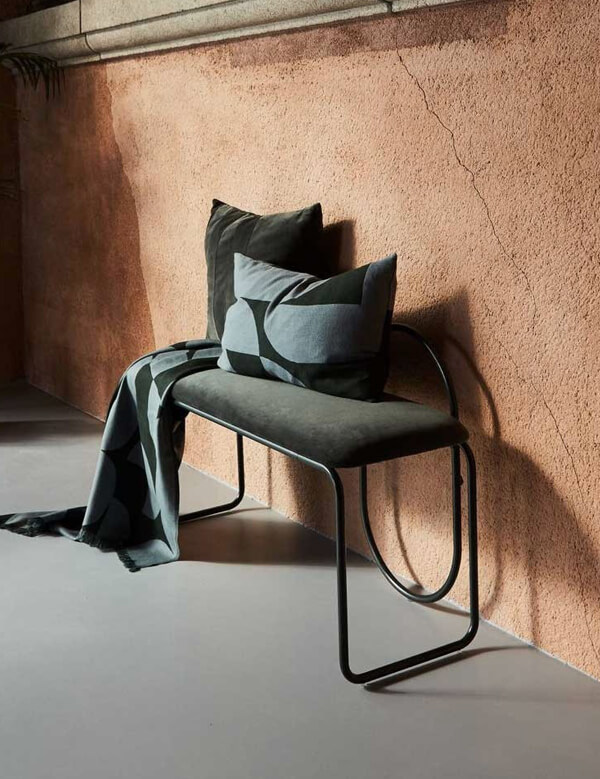 AYTM Angui Bench with cushions and throws