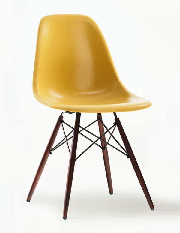 Ochre Vitra Eames Fiberglass DSW Dining Chair