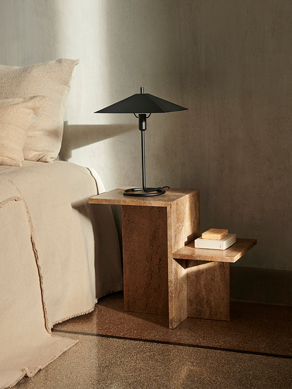 ferm LIVING Distinct Side Table with the Filo Table Lamp