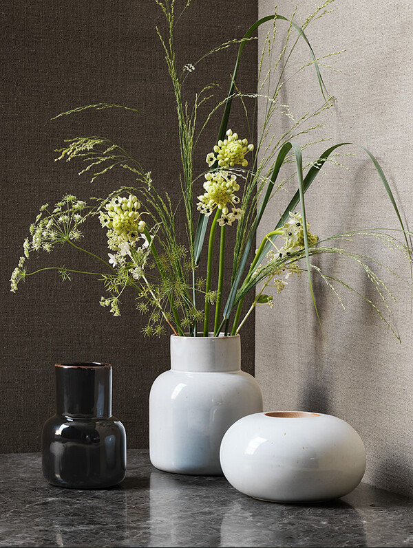 Fritz Hansen Earthenware Jar Vase with plants