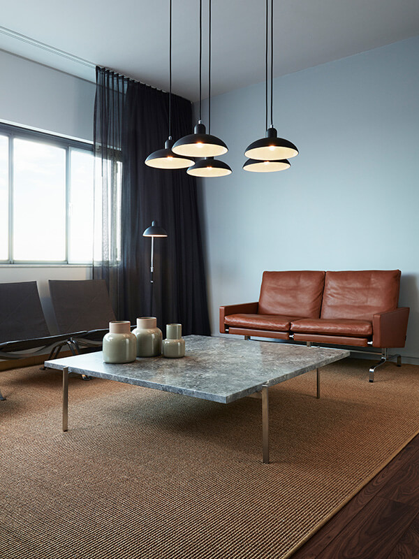 Fritz Hansen Kaiser Idell Pendants at Royal Hotel Copenhagen