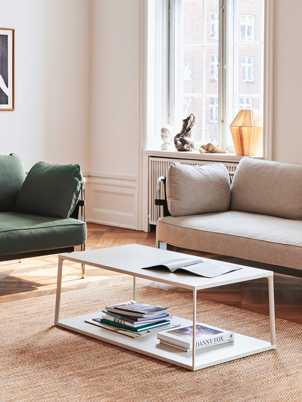 White HAY Eiffel Rectangular Coffee Table in a modern living room