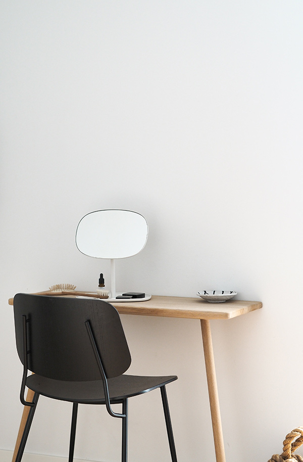 Skagerak by Fritz Hansen Georg Console Dressing Table, Fredericia Soborg Chair and Normann Copenhagen Flip Mirror