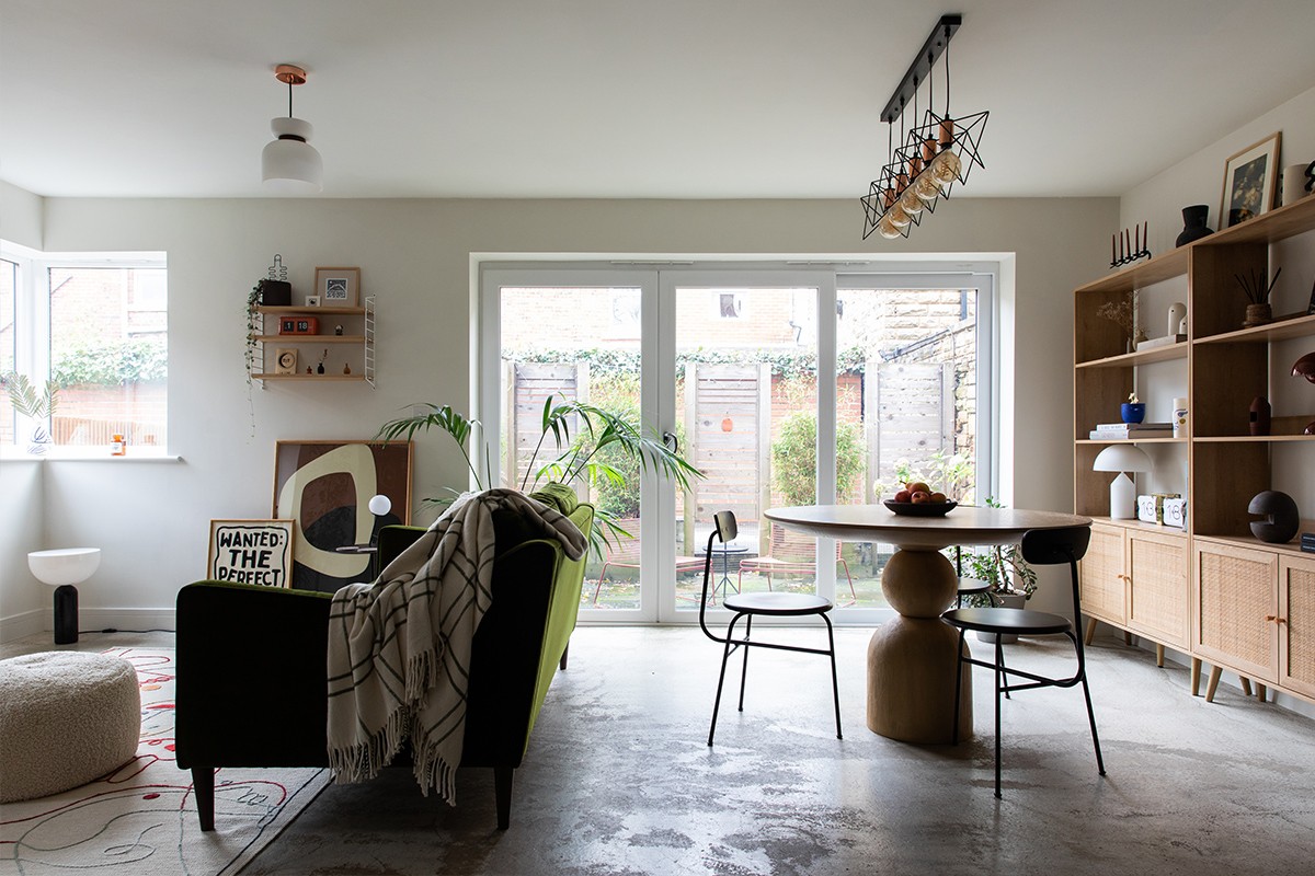 An open plan Living Room and dining area in a modern home 