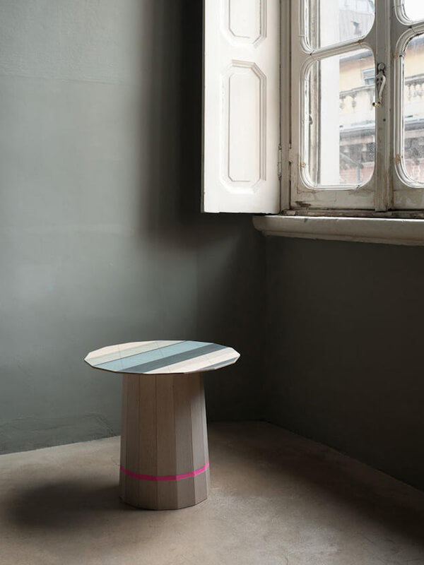 Karimoku New Standard Colour Wood Coloured Grid Table next to window