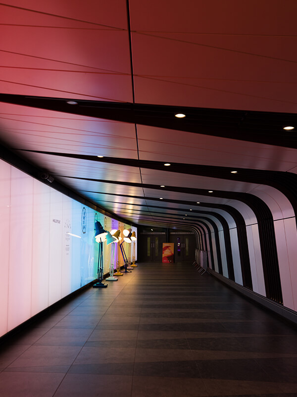 Anglepoise inside the Light Tunnel, Kings Cross