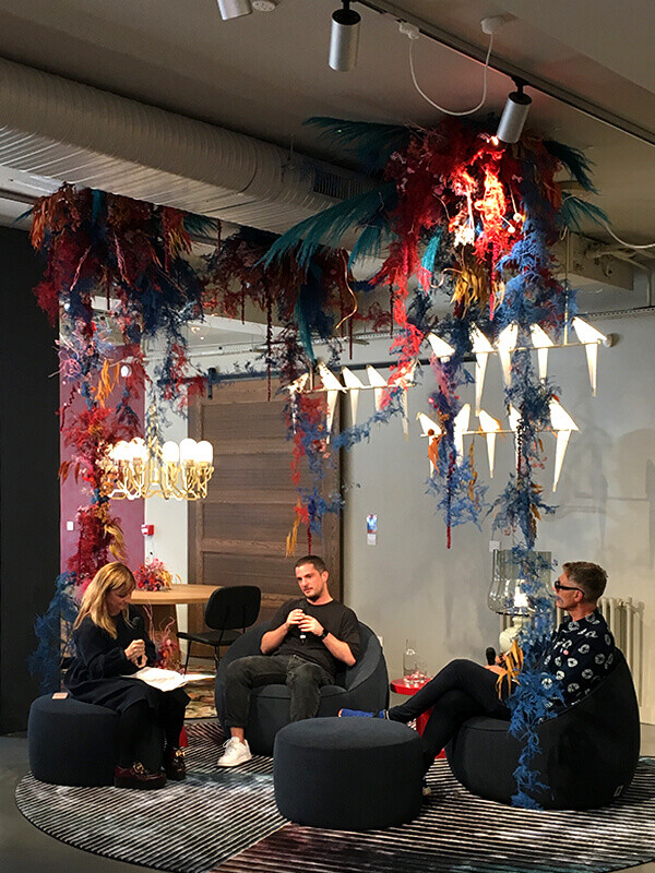 Designers Simone Bonanni and Edward van Vliet in the Moooi showroom