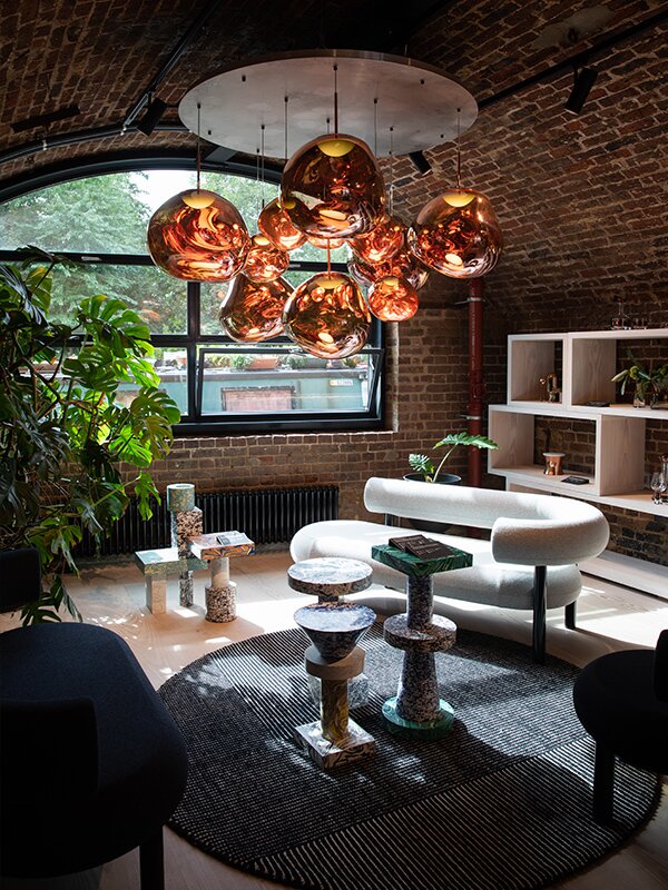 The Melt Pendant Light inside the Tom Dixon Showroom