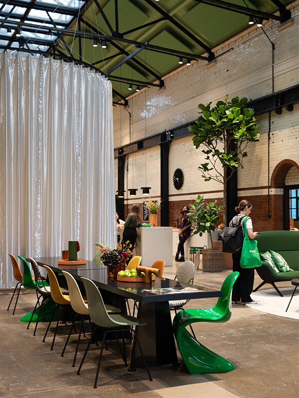 Vitra dining chairs around the Trapez dining table