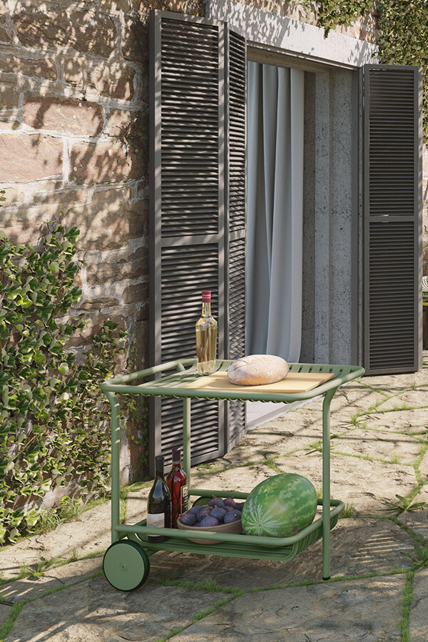 Petite Friture Week-End Garden Trolley serving drinks and food