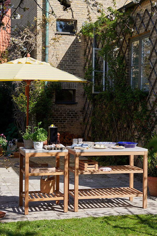 Skagerak Collection Pantry Modules serving food and drinks in the sun