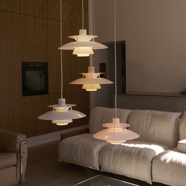 Cluster of Louis Poulsen PH 5 320 Opal Pendant Lights