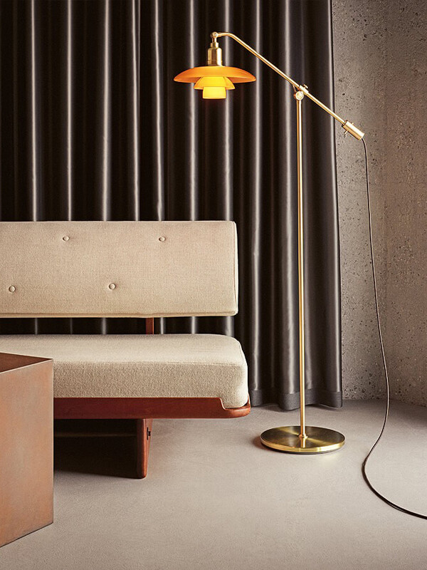 Louis Poulsen PH 3/2 Amber Coloured Glass 'Water Pump' Floor Lamp - Limited Edition