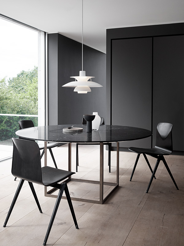 PH5 Monochrome white hanging over a dining table