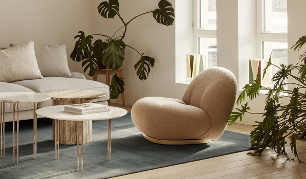 The Gubi Pacha Lounge Chair in Vidar Fabric 333