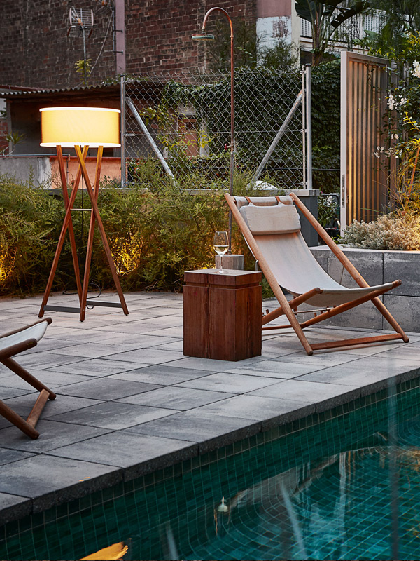 Marset Cala Floor Lamp Outdoor by a pool