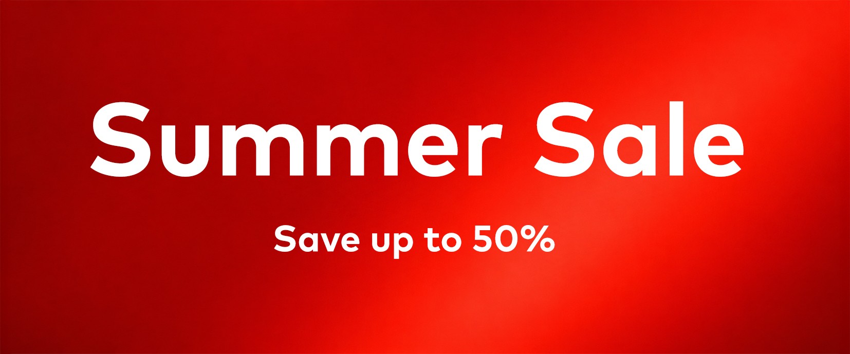Summer Sale Save up to 50% text on a red background