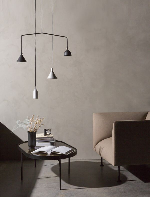 Audo Cast Pendant Light Shape 1 above a coffee table