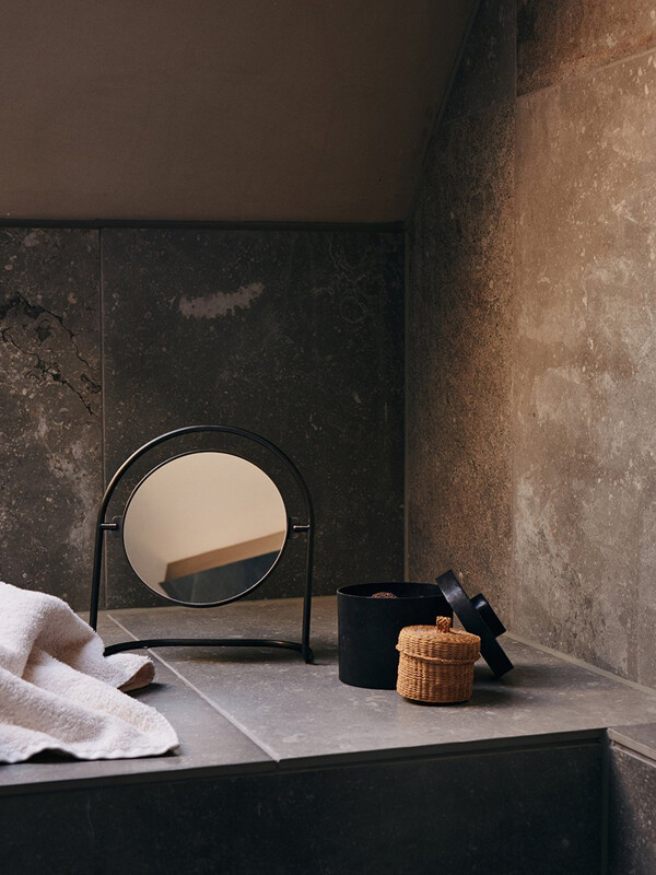 Audo Copenhagen Nimbus Table Mirror in a bathroom