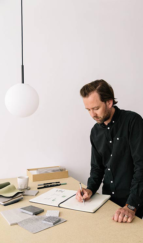 Tim Rundle designing in his studio